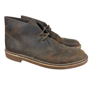 Clarks Mens Bushacre 2 Chukka Boots Ankle Shoes Raw Leather Lace Up sz 10.5 M